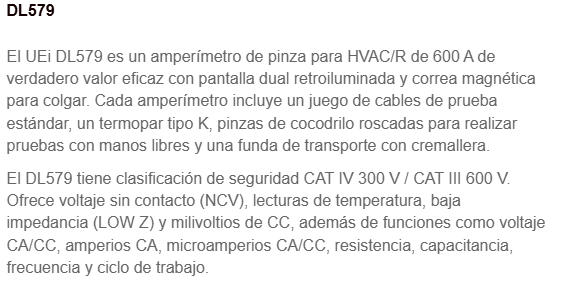 UEIAMPERIMETRO DE GANCHO AC600ARES60M750VCA